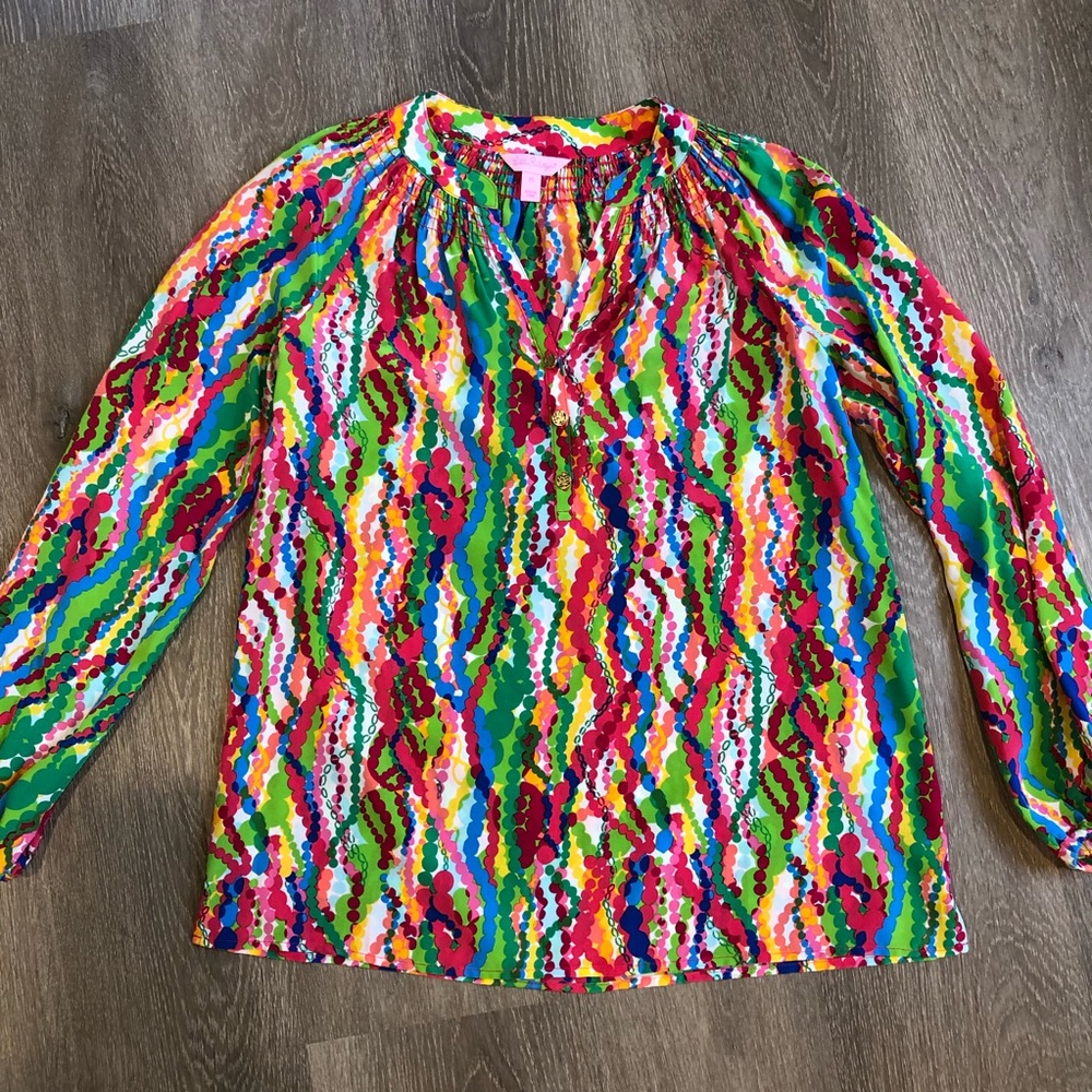 Lilly Pulitzer Silk Top Long Sleeve Size XS Elsa
